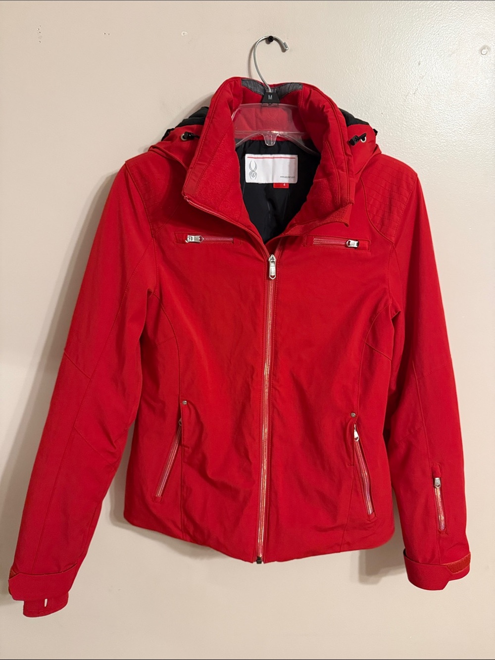 Spyder Tresh Ski Jacket Pockets Detachable Hood Red Women’s Size 4